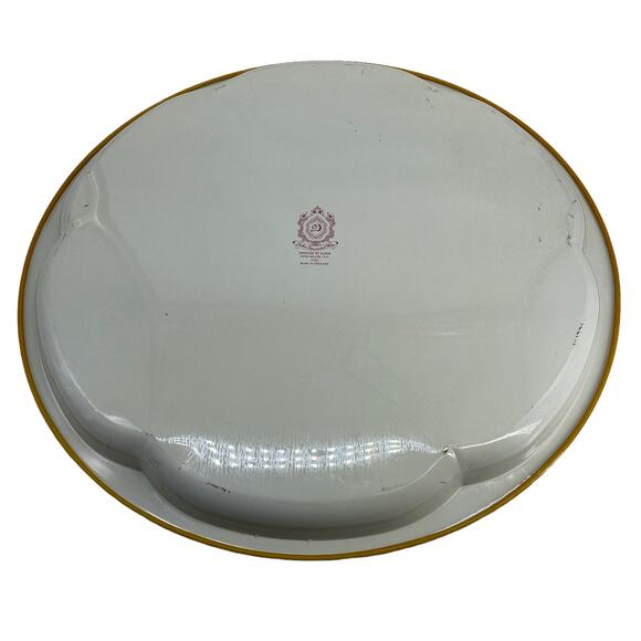 Vintage Round Metal Tray DAHER DECORATED WARE Made in England Fruit Flowers Ewer - Picture 2 of 12